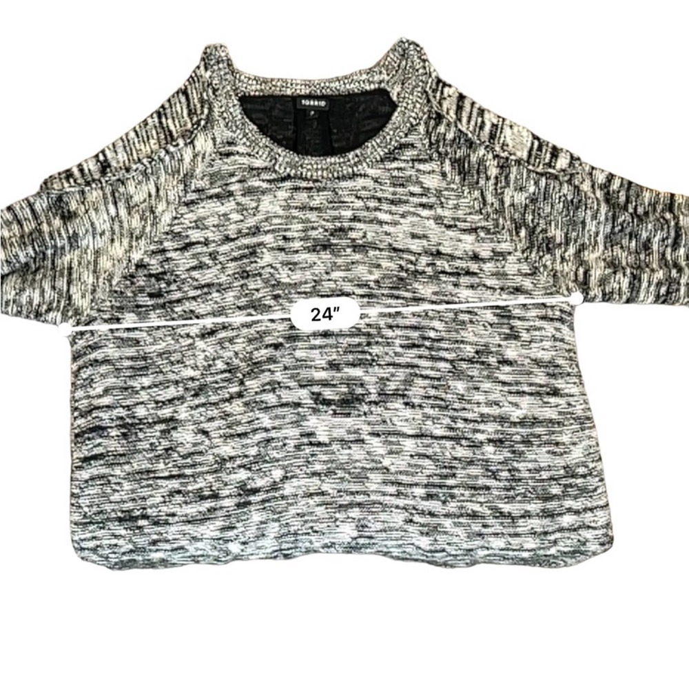 Torrid Marled Pullover Cold Shoulder Split Back S… - image 8